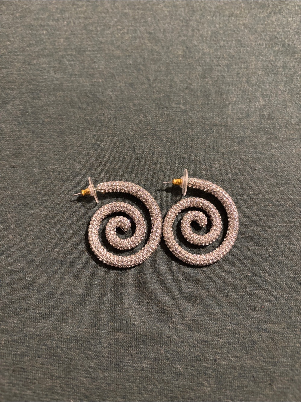 BaubleBar Crystal Spiral Hoop Earrings - Silver